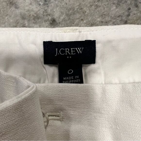 J.CREW | Solid Scalloped Linen Blend Shorts Size 0 - Picture 3 of 7